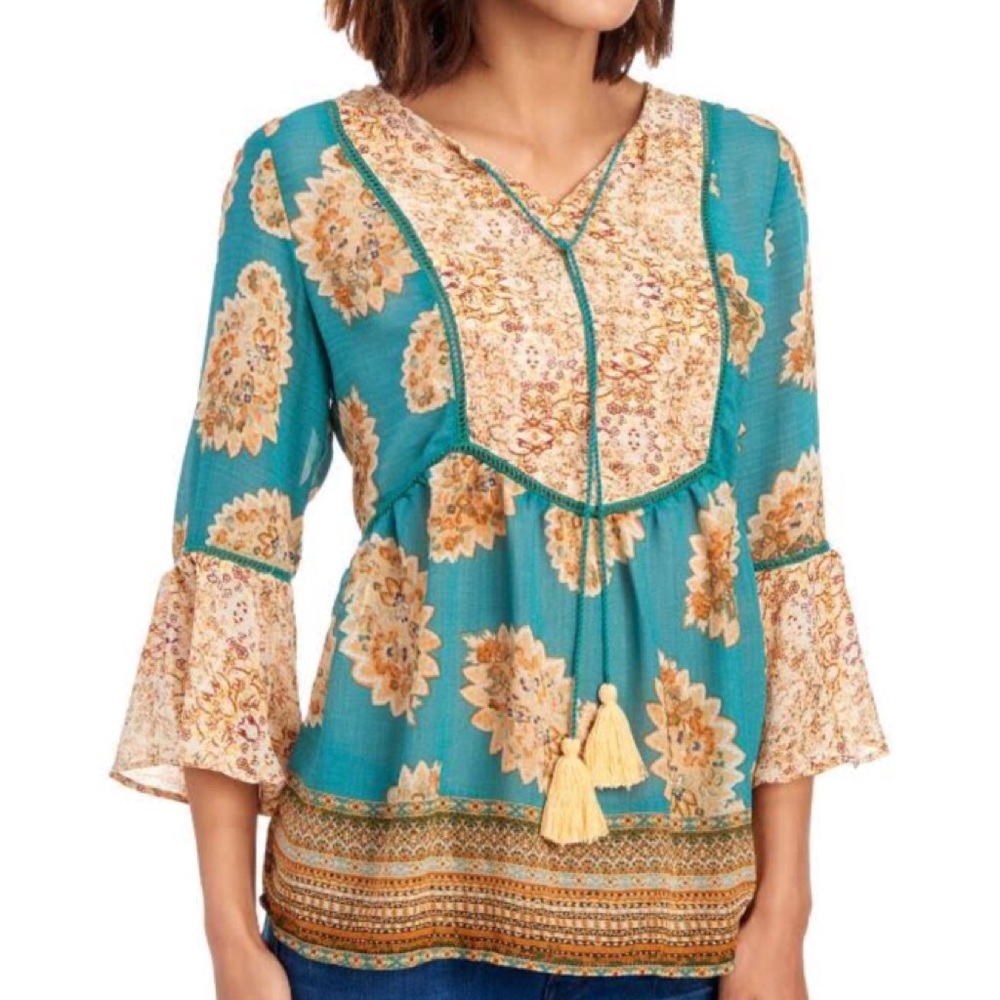 Vintage America Blues Boho Blouse - Picture 2 of 3